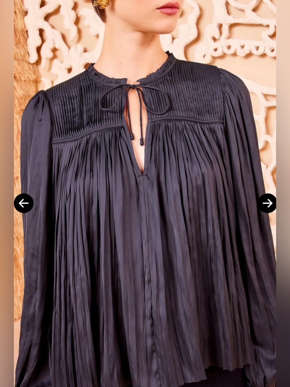 Ulla Johnson Black Freja Blouse Size 16 Long Sleeve Tie Detail
